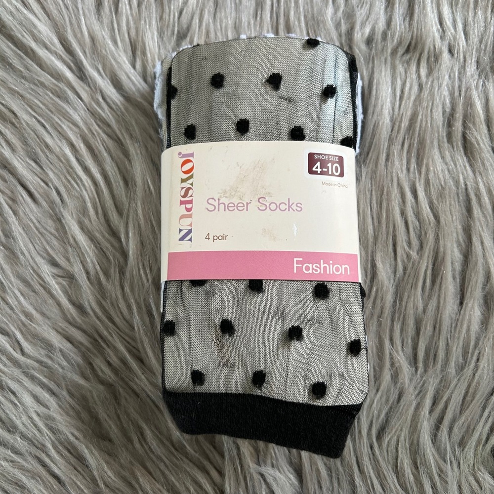 Joyspun Sheer Dress‎ Socks Womens Shoe Size 4-10 Polka Dot Leopard Sliver